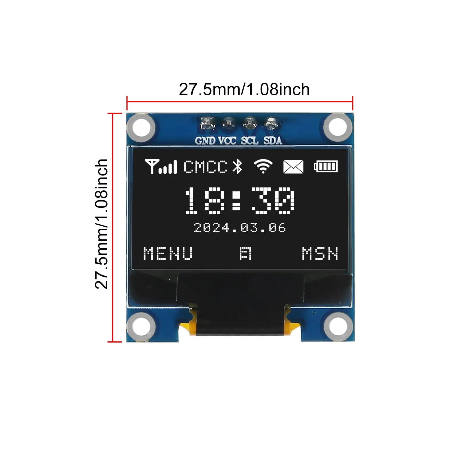 0,96 Zoll OLED-Displaymodul I2C IIC 128x64 SS-D-1306 3,3V-5V – Bild 4
