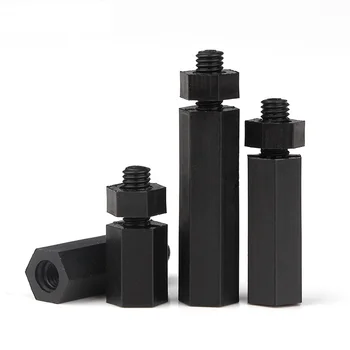 M2 M2.5 M3 M4 M5 M6*l+6/7/8mm Schwarze Nylon Männlich-zu-Weiblich Isolierte Abstandshalter Kombinationsset