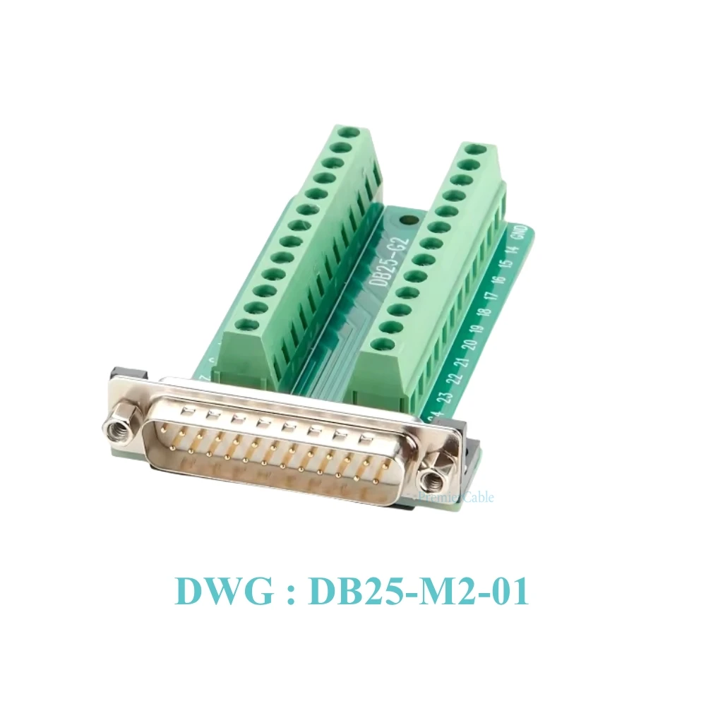DB25 Schraubklemmenadapter D-SUB 25-polig 2-reihig Stecker auf Seriell-Klemmen-Breakout-Board-Verbinder