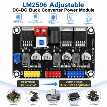 LM2596 DC7-25V zu DC3.3V/5V Einstellbares Step-Down-Modul, Geregeltes Stromversorgungsmodul, Geeignet