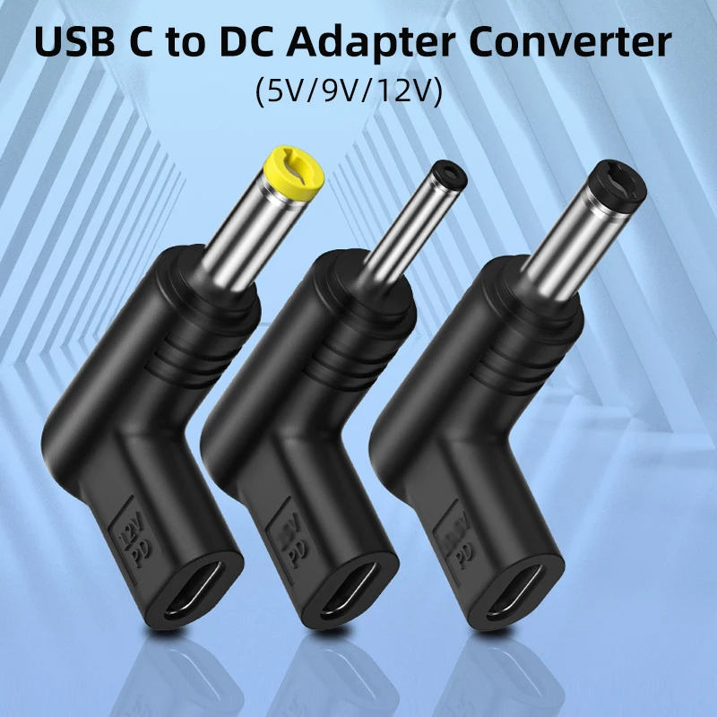 USB C auf 5 V 9 V 12 V DC-Stromanschluss Typ C PD auf 5,5 x 2,5 4,0 x 1,7 5,5 x 2,1 3,5 x 1,35 3,0 x 1,1 mm