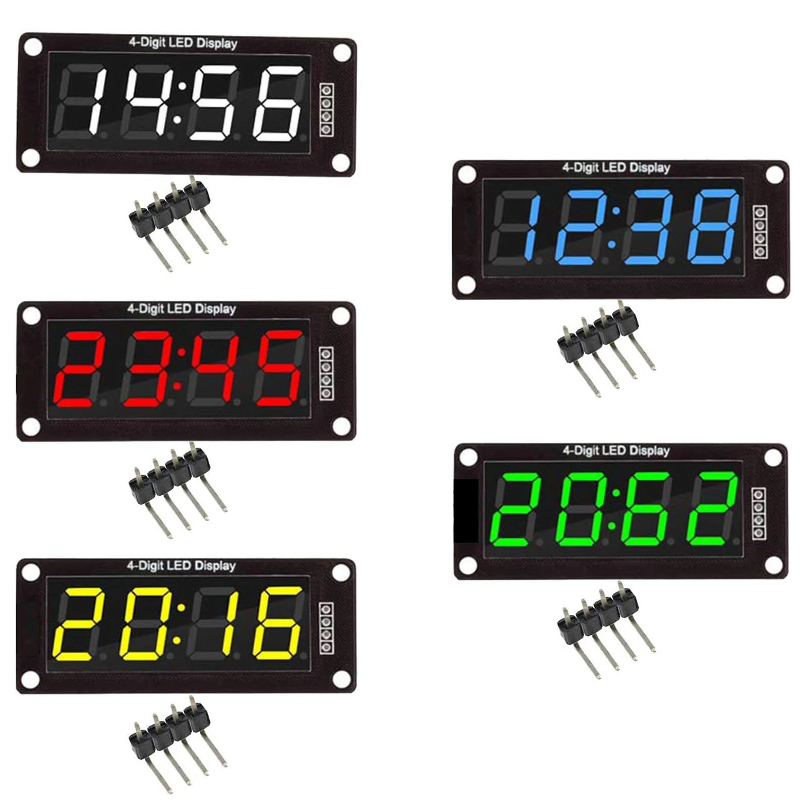 TM1637 0,56" 0,56 Zoll 7-Segment-Digitalanzeige 4-stelliges LED-Modul für Arduino Rot Grün Blau Gelb Weiß