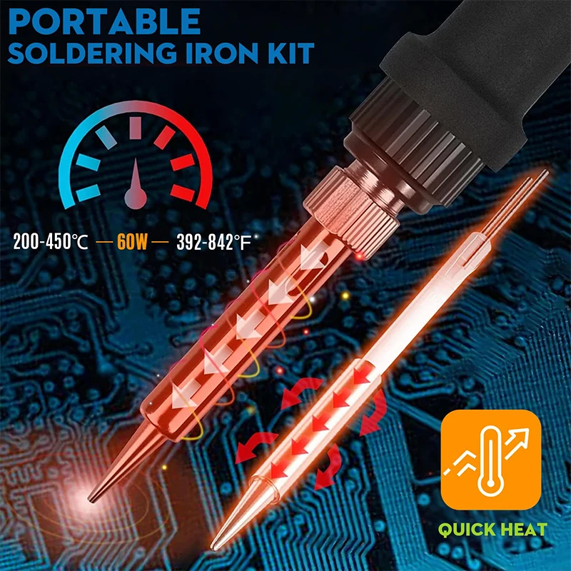 Einstellbare Temperatur 220V 60W Lötkolben-Set DIY – Bild 5