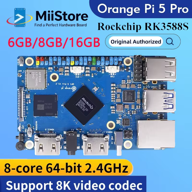 Orange Pi 5 Pro 6GB / 8GB /16GB RAM Einplatinen-System RK3588S LPDDR5 Wifi5.0-BT5 Board M2.0 Unterstützt SSD