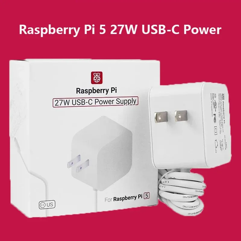 Raspberry Pi 27W USB-C Netzteil Weiß US/EU, unterstützt 5.1V 5A PD-Standard