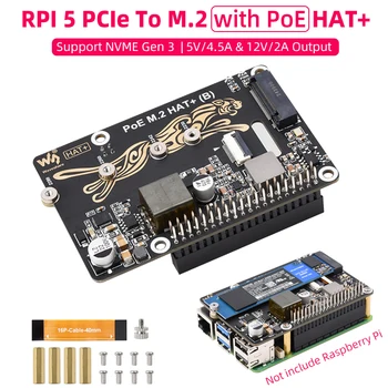 Raspberry Pi 5 PCIe zu M.2 mit PoE HAT (B) unterstützt NVMe-Protokoll M.2 Solid State Drive