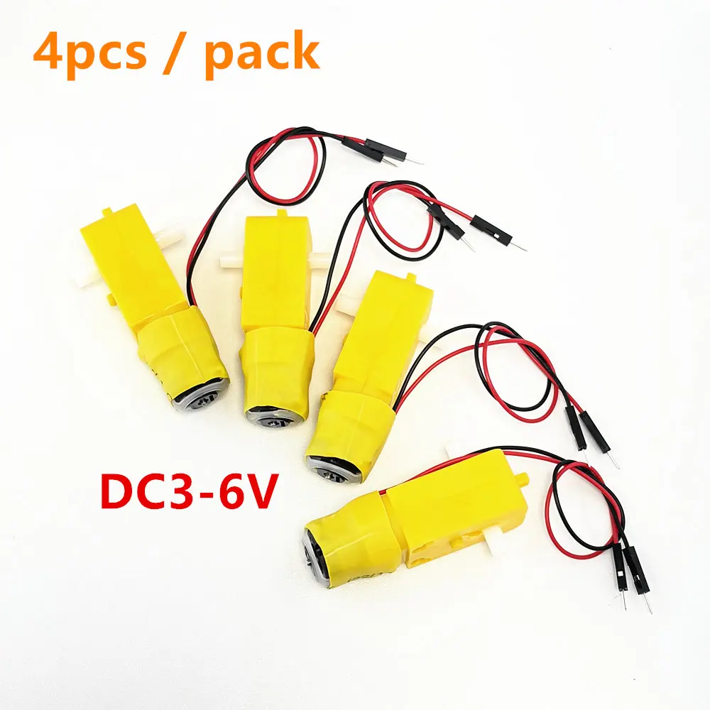 TT-Motor Elektromotor DC 3V-6V Doppelwellen-Getriebemotor Getriebe-Motor für Smart Car Roboter (4 Stück)