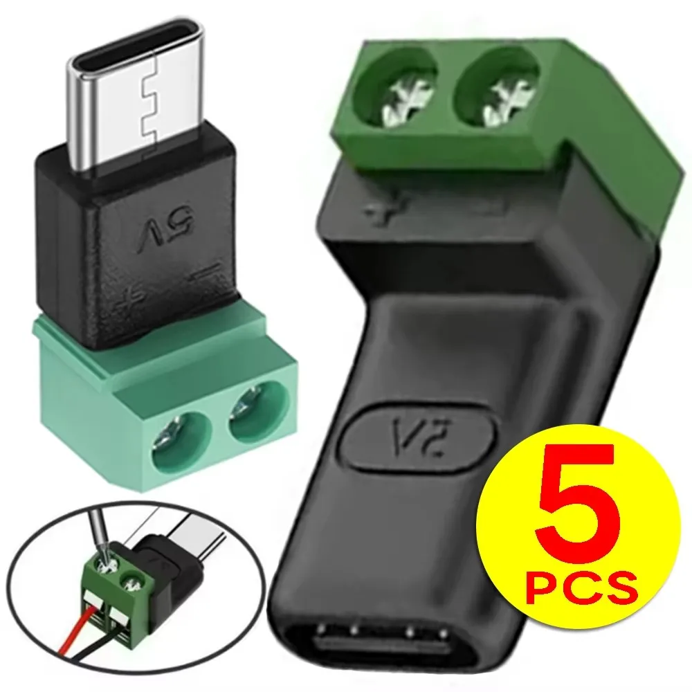 5V Crimp-Klemmenblock, grüner Datenübertragungs-Ladeanschluss, 5V lötfreier Stecker, USB-C