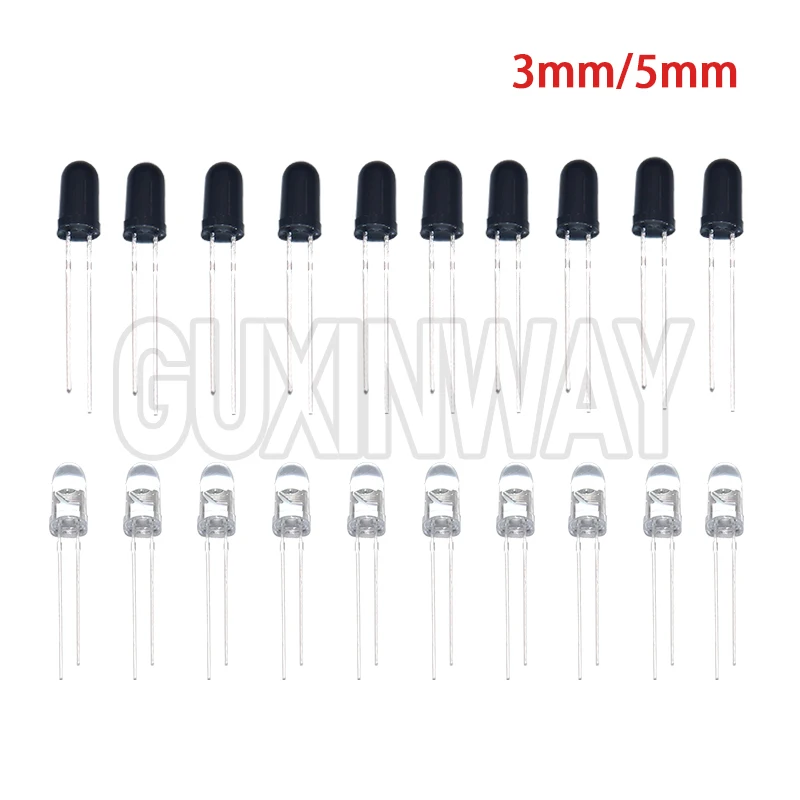 10 Paar 3mm 5mm 940nm LEDs Infrarot-Sender und IR-Empfänger-Dioden F3 F5 für Arduino DIY