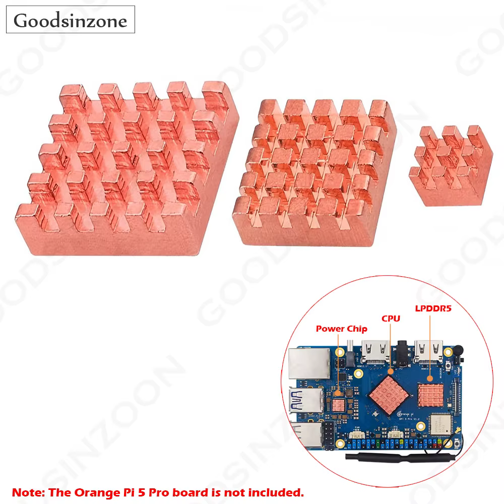 3er-Pack Kühlkörper aus reinem Kupfer für Orange Pi 5 Pro - Hochleistungs-Kühlset mit Thermobändern