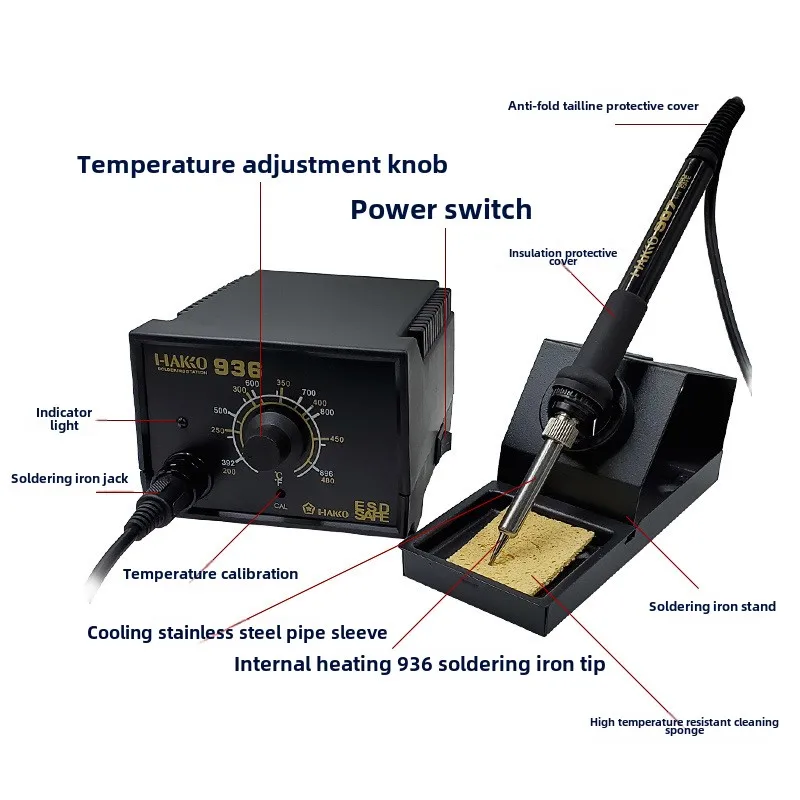936 Lötstation, 60 W Lötkolben-Stations-Set mit 200-480 °C Temperatur – Bild 5