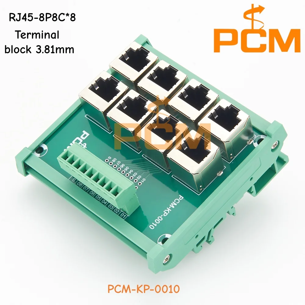 DIN-Schienen-8-Wege-RJ45-Ethernet-zu-Schraubklemmenblock-Breakout-Board-Adapter für industrielle