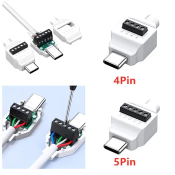 USB C Solderless Adapter USB Typ C Stecker Terminal Block Daten Schnelle Lade Stecker 4pin 5pin Schraube