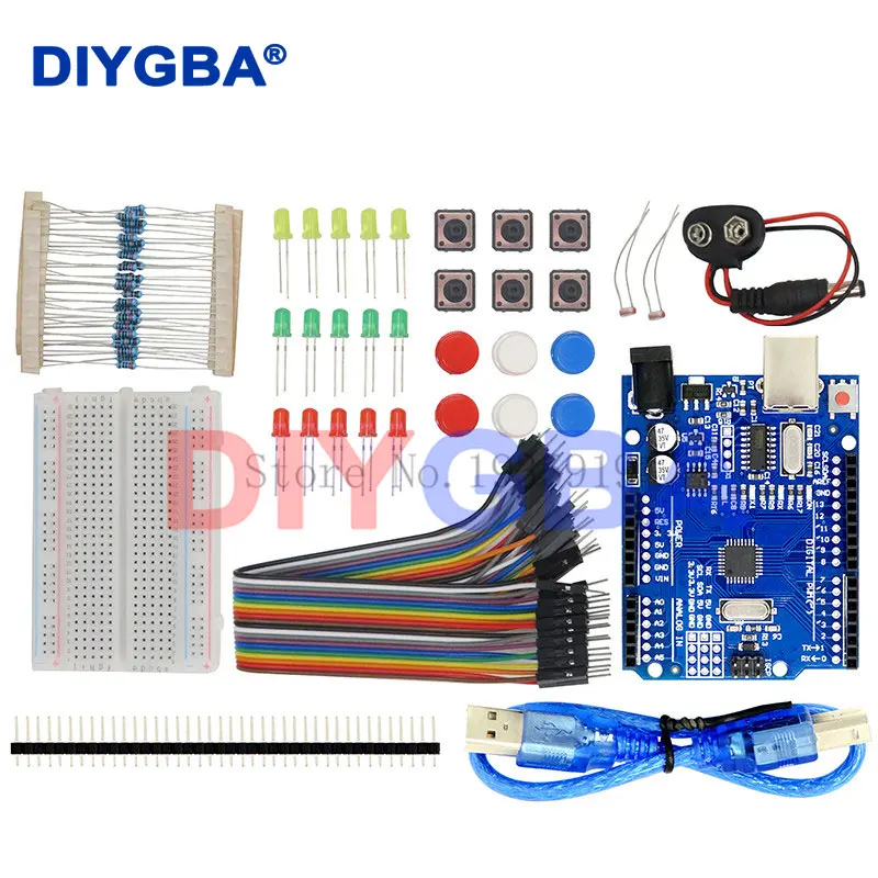 Starter-Kit 13-in-1-Kit neues Starter-Kit Mini-Breadboard LED-Überbrückungsdraht-Taste für Arduino Kompatibel