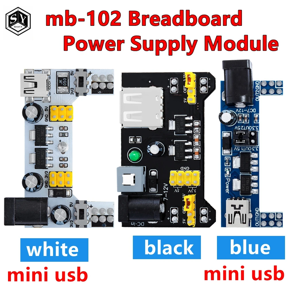 MB-102 Breadboard-Stromversorgungsmodul / MB102 Weißes Breadboard-Spezial-Stromversorgungsmodul 2-Wege 3,3V 5V