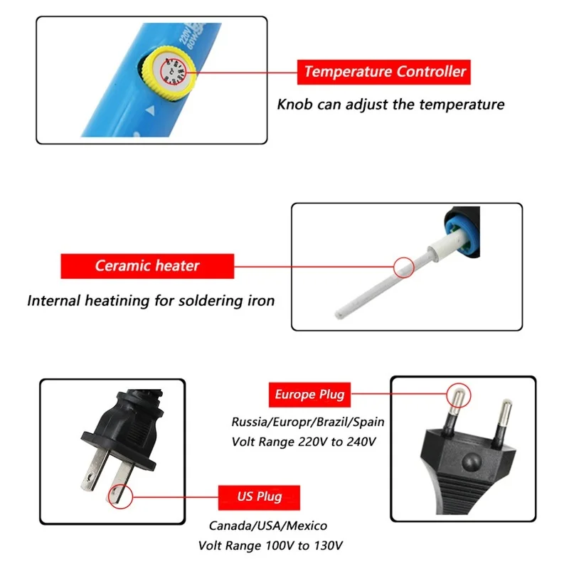 Lötkolben einstellbare Temperatur elektrische 220V 110V Schweiß lot – Bild 3