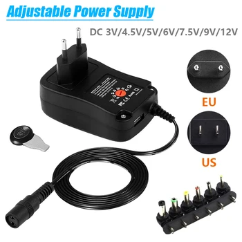 Einstellbares Netzteil AC 220V 110V zu DC 3V 4,5V 5V 6V 7,5V 9V 12V Netzteiladapter 30W USB Universal