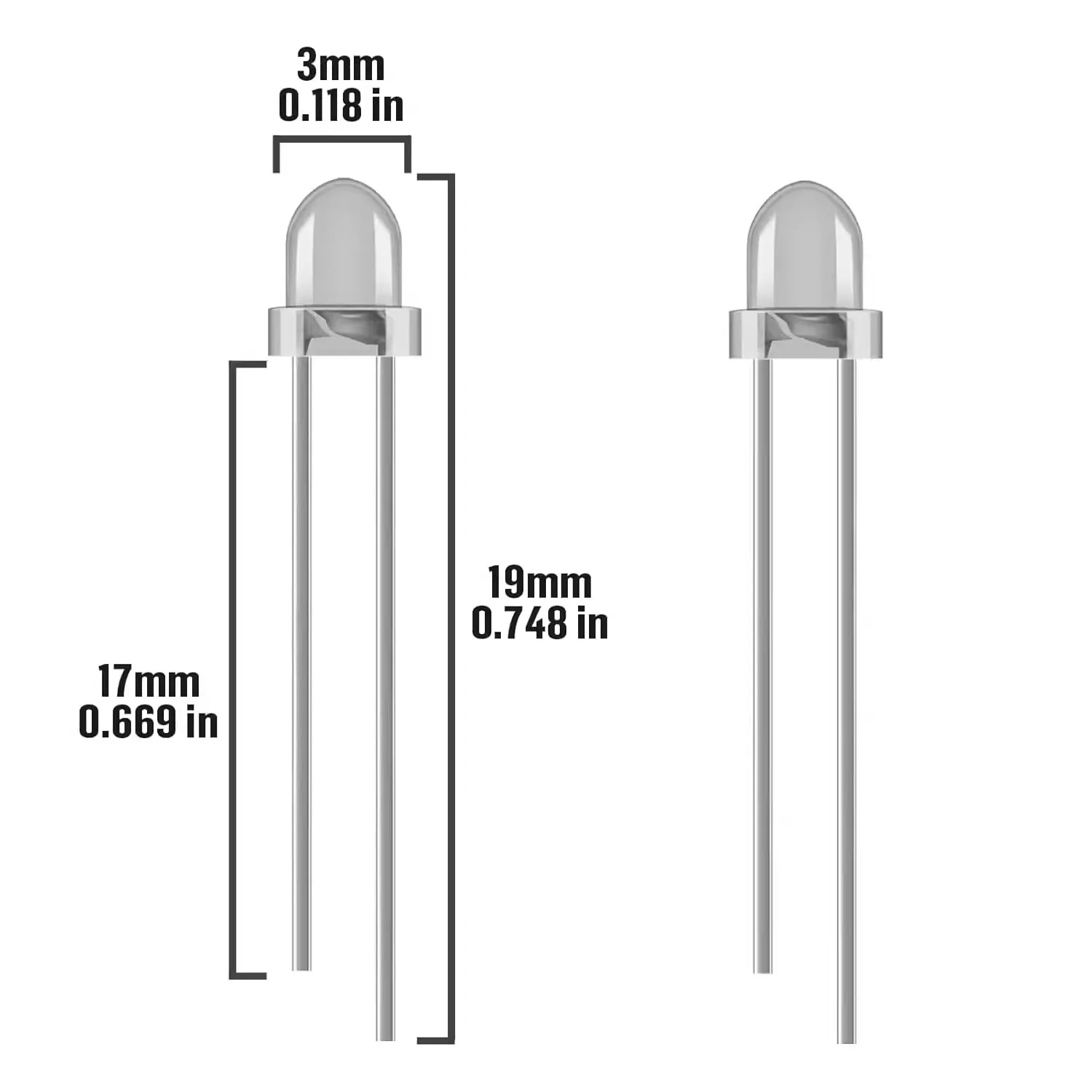 3-mm-LED-Leuchtdioden in verschiedenen Farben, warmweiß (200 Stück) – Bild 3