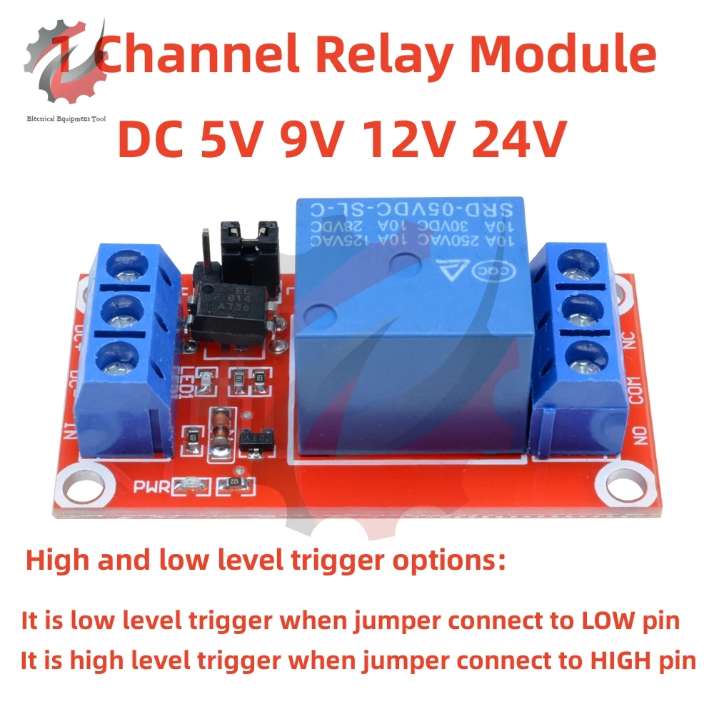 DC 5 V 9 V 12 V 24 V 1-Kanal-Relaismodul-Board-Abschirmung mit Optokoppler, 12 V-Relaismodul, unterstützt