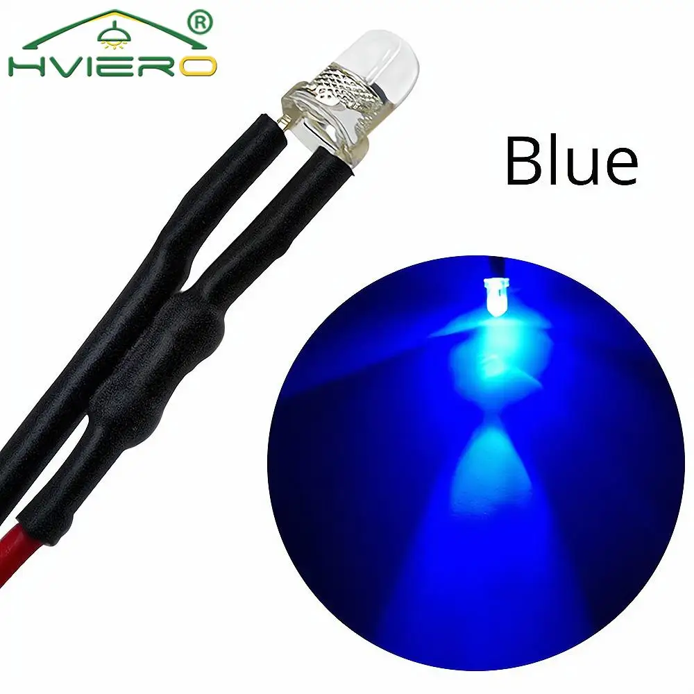 5/10/20X 3mm Runde LED 5-12V 20cm Vorverdrahtet Weiß Blau Gelb Diode Lampe DIY Billboard Dekoration