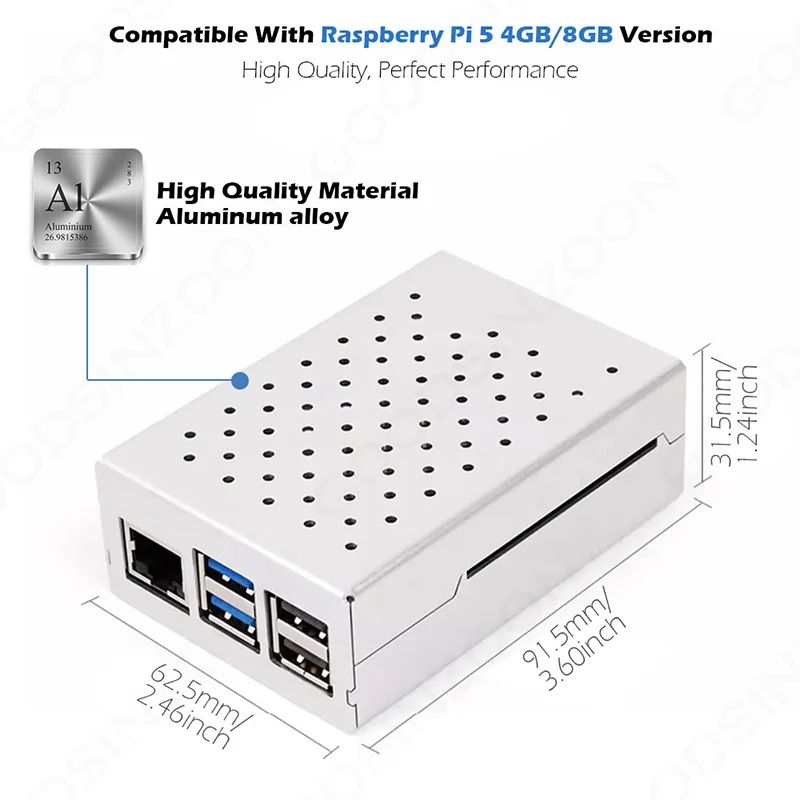 Raspberry Pi 5 Aluminium gehäuse mit PWM-Lüfter Kühlkörper-Kit – Bild 4