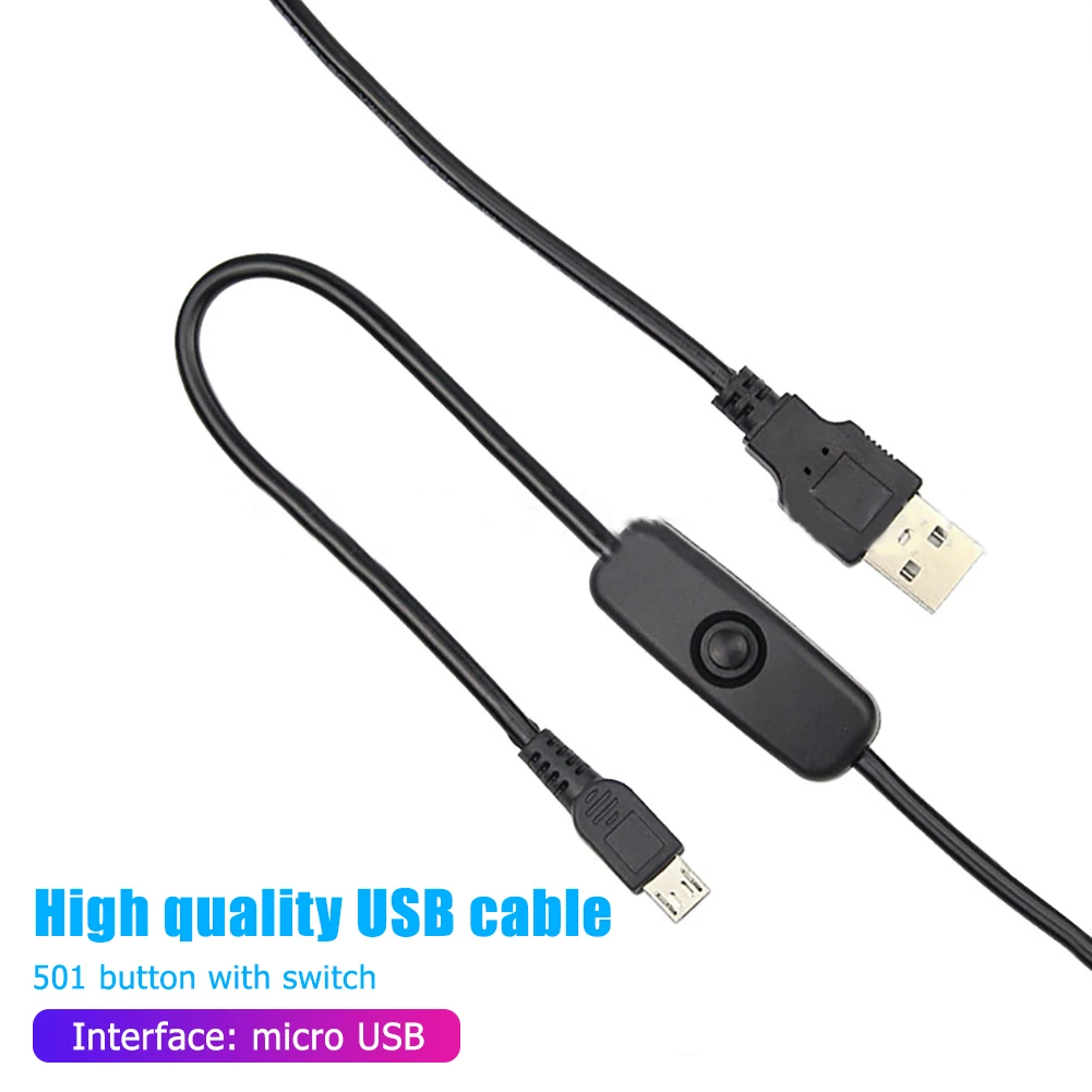 USB-auf-Micro-USB-Kabel mit Ein-/Aus-Schalter, Ladegerät, Netzkabel für Raspberry Pi. Empfohlene