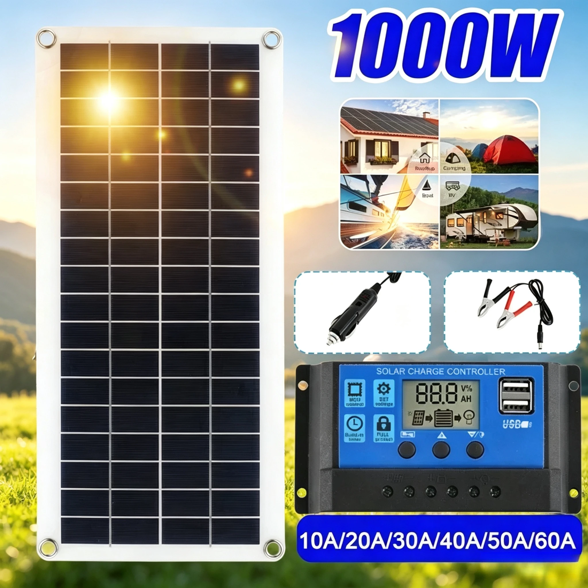 Solarpanel-Ladegerät 12V Solarzelle 10A-100A Regler Solarpanel für Telefon Wohnmobil Auto MP3 PAD Ladegerät