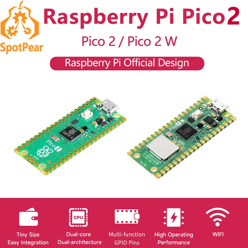 Raspberry Pi Pico 2 RP2350 Pico2 Optionaler Pico2W 2 W ARM Cortex-M33 und RISC-V Hazard3 520 KByte 4 MByte