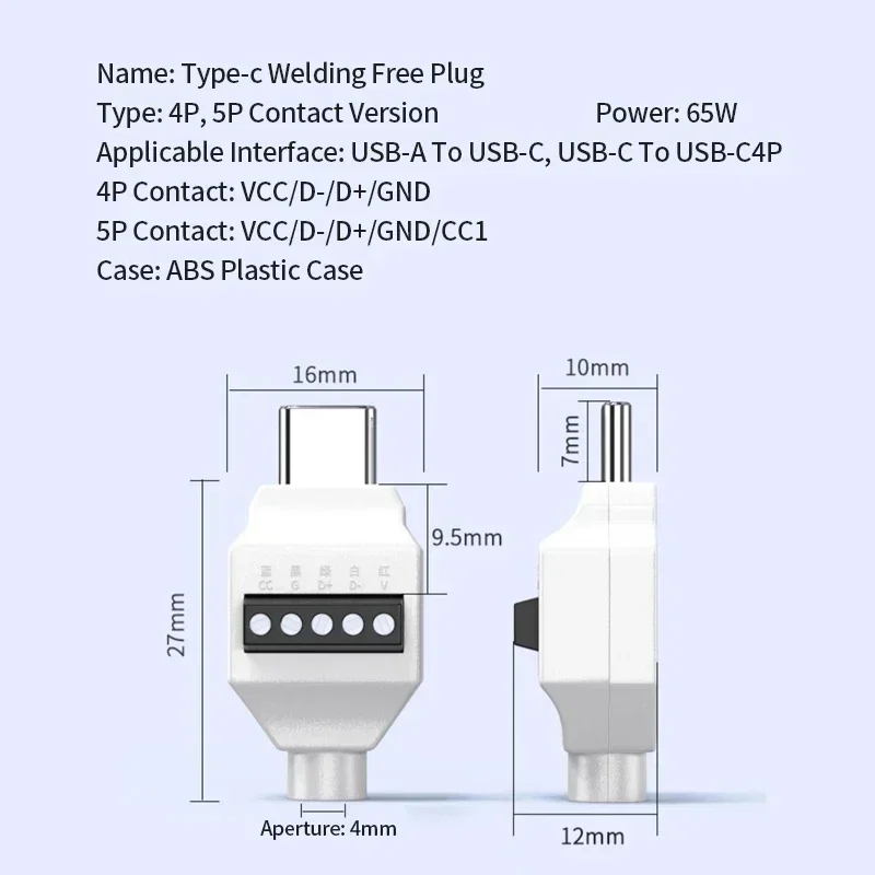 DIY USB-C Lötloser Adapter USB Typ-C Stecker Klemmenblock – Bild 4
