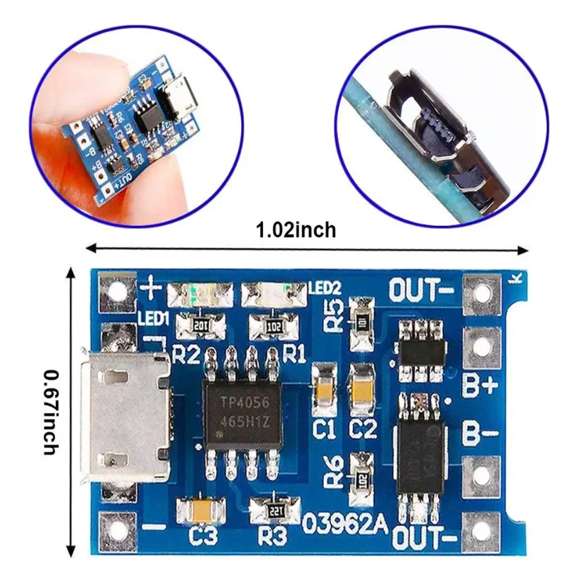 5V 1A Micro/Type-C/Mini 18650 TP4056 Lithium-Akku-Lademodul Ladeplatte – Bild 6