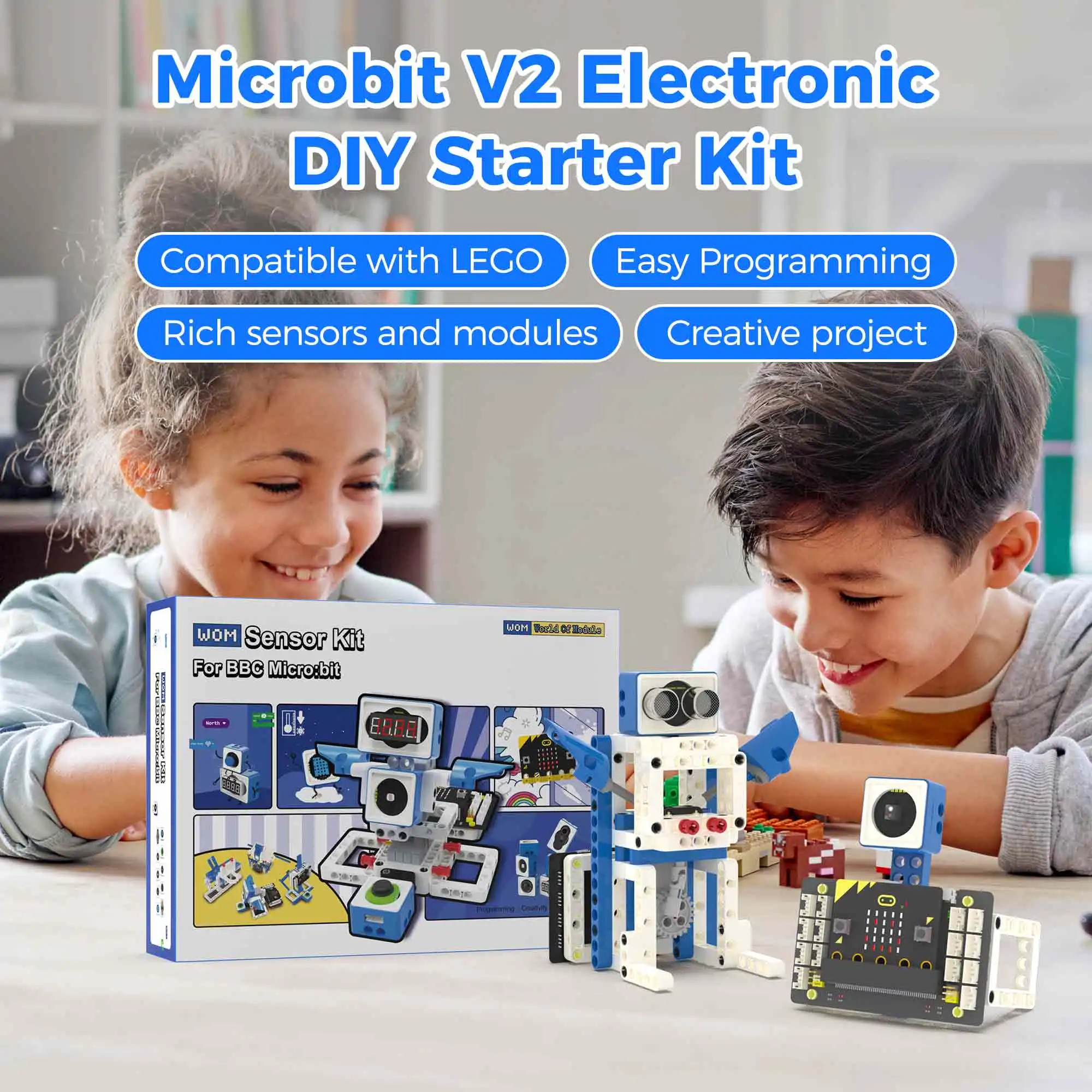BBC Microbit V2 Smart Robot Car Kit Programmierbare STEM-Sets Codierung Wissenschaft Pädagogisches