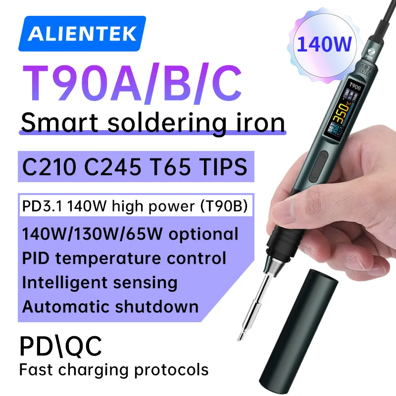 ALIENTEK T90 Smart Lötkolben PD 140W Einstellbare Temperatur DC 28V 80-450 ℃ Schweißlötstation Kit C245 C210