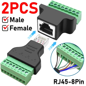 RJ45 Stecker-Buchse zu 8-poligem Schraubklemmenadapter RJ45 8P8C Breakout-Board für Cat7 Cat6 Cat5