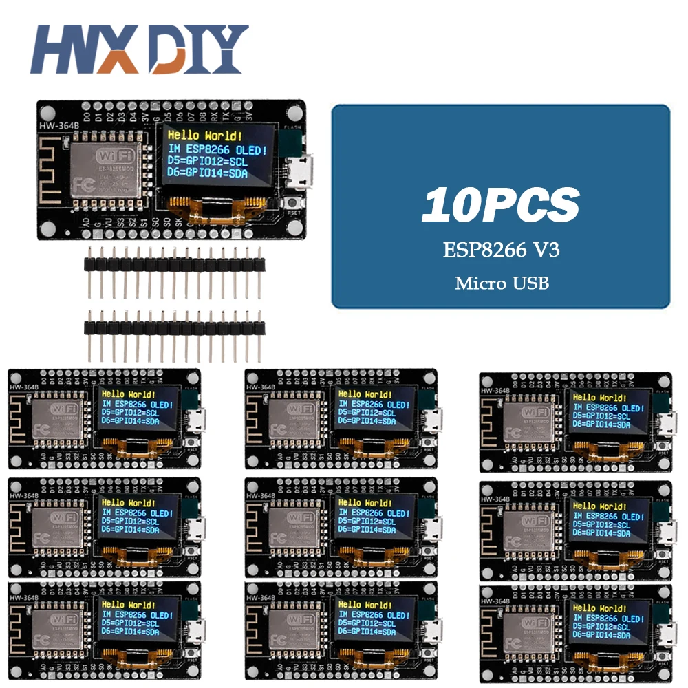 Nodemcu esp8266 v3 Entwicklungs board mit 0,96 Zoll oled Display ch340 – Bild 2