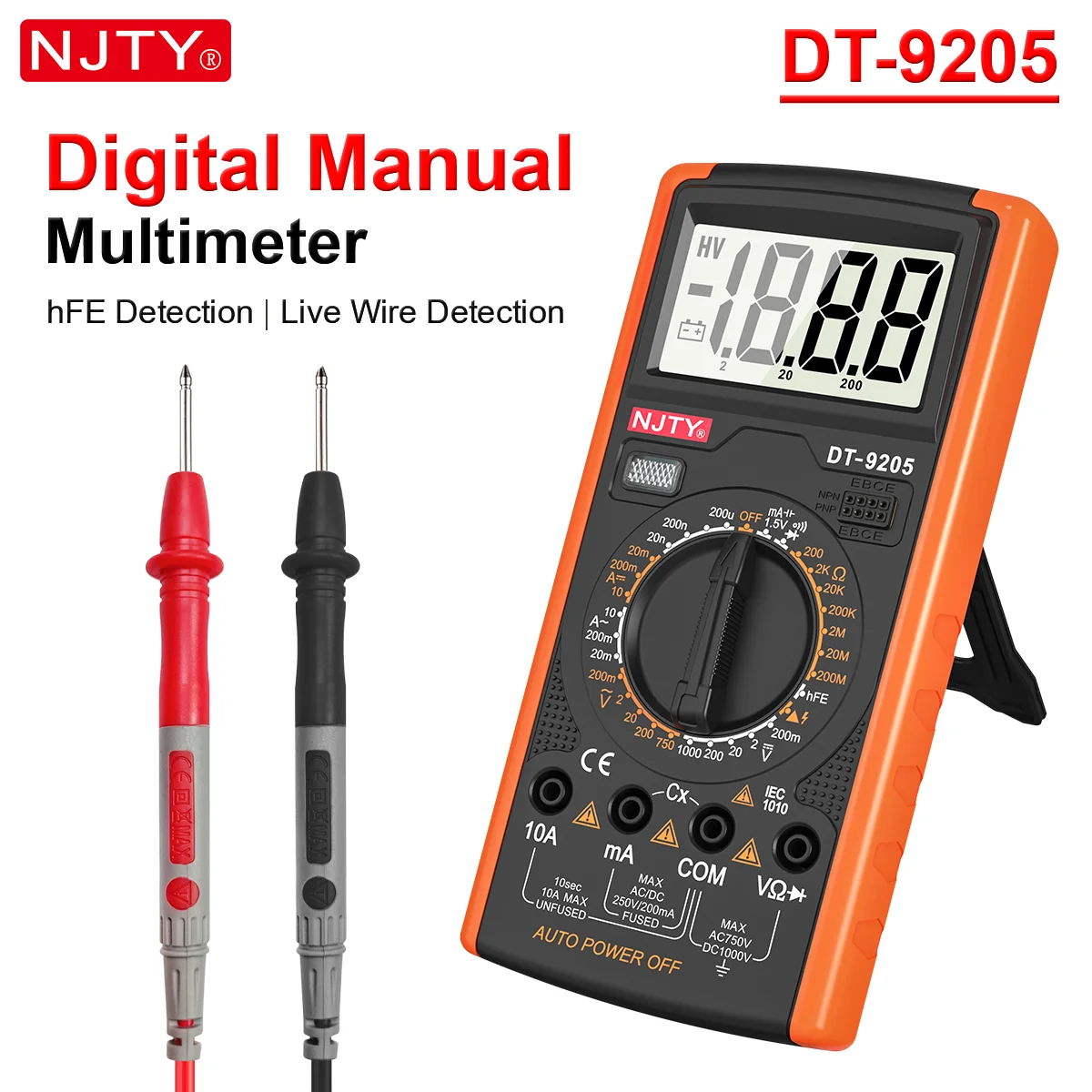 Digitales Multimeter, Handbuch, Professionelles Multimetro, AC/DC-Spannungs-, Strom- und Frequenztester