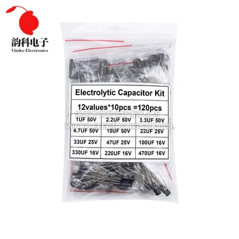 Sortiment für Elektrolyt kondensatoren 12 Werte 1uf-470uf 2,2 uf 4,7 uf 10uf 22uf 33uf 47uf 220uf (120 Stück)