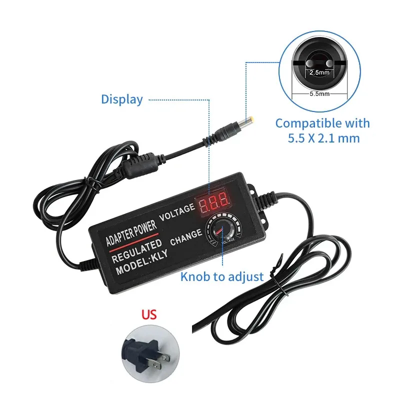 Einstellbares AC-zu-DC-Netzteil 3V 5V 6V 9V 12V 15V 18V 24V 3A 5A – Bild 4