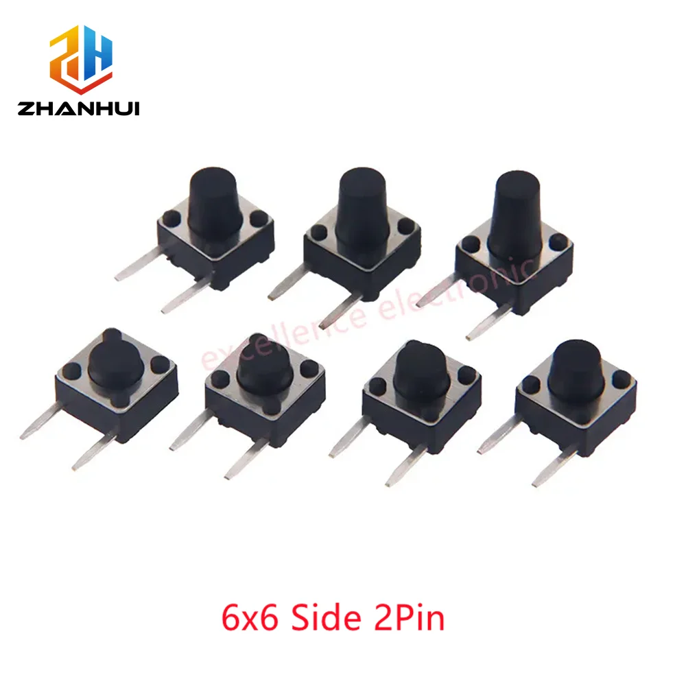 6x6mm Taktil-Schalter-Set, 10 Modelle (4,3-13mm) DIP & SMD (100 Stück) – Bild 2