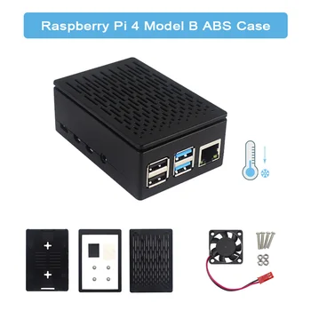 Raspberry Pi 4 Modell B ABS Fall mit Lüfter Schwarz Kunststoff Prectective Box für Raspberry Pi 4B 3,5 zoll