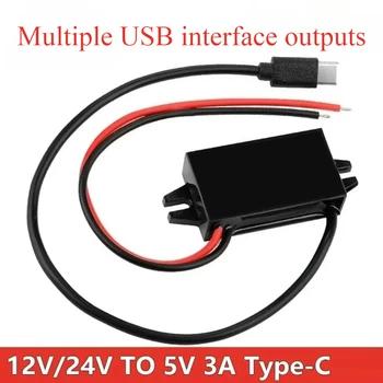 DC-DC 12V 24V auf 5V 3A 15W Step Down Spannung Auto Power Converter Netzteil Typ-C USB Ausgang Adapter