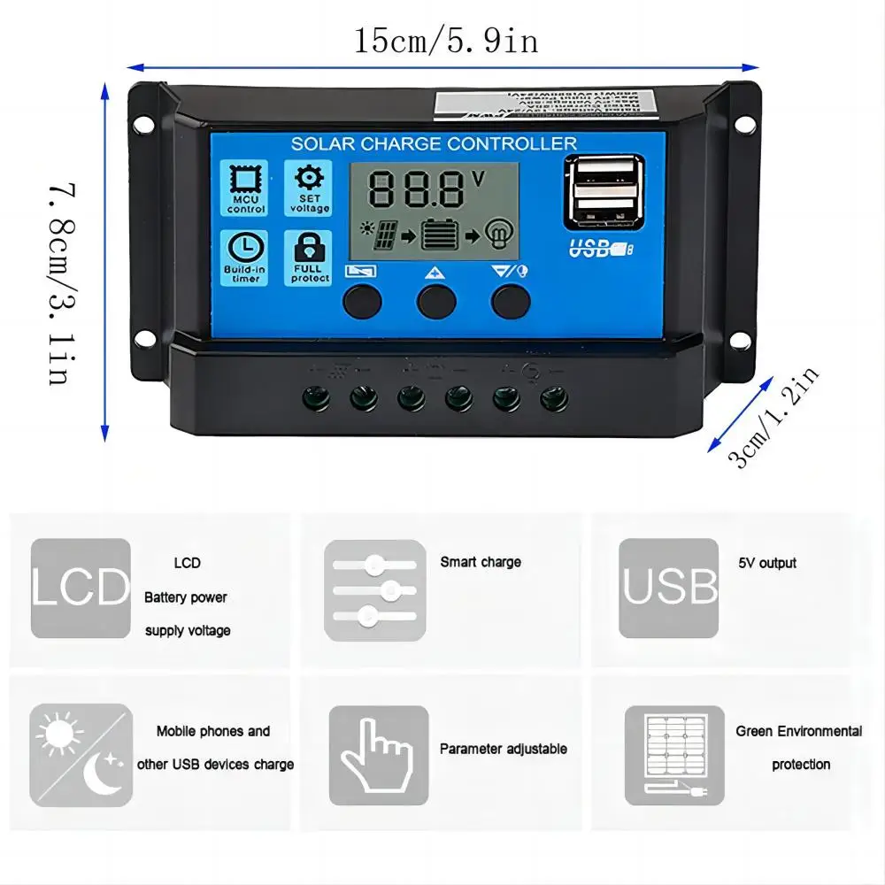 Solarpanel-Laderegler, 12 V, 24 V, PWM, MPPT, 10 A, 20 A, 30 A – Bild 2