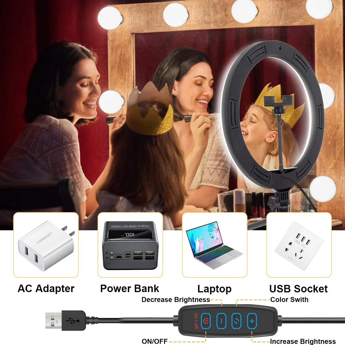 26 33 cm Videoleuchten, dimmbares Licht, Selfie-LED-Ringlicht – Bild 5
