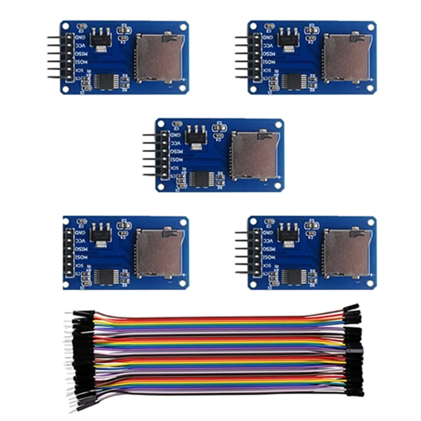 Micro SD Karte Modul Mit 40P Dupont Kabel für Arduino ESP32 Raspberry Pi SPI Schnittstelle TF (5 Stück)
