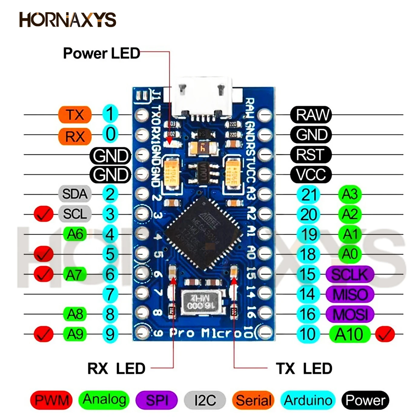 Pro Micro ATmega32U4 5V/16MHz Modul mit 2-reihigem Pin-Header – Bild 2