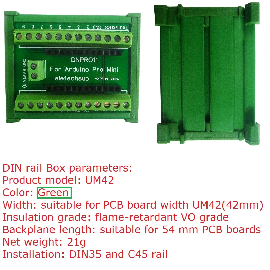 DIN-Schienen-Montage-Klemmenblock-Adaptermodul für Arduino Pro Mini Board PLC Industriesteuerungen Smart Home