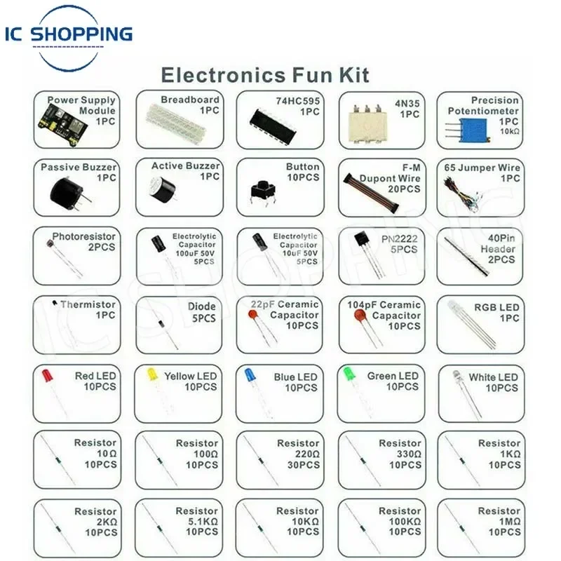 DIY-Elektronik-Starterkit - für Arduino UNO R3, inklusive (830 Stück) – Bild 6