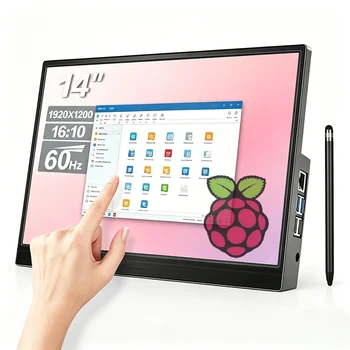 14 Zoll Tragbarer Touchscreen-Monitor für Raspberry Pi, IPS 1920x1080 Display mit HDMI Typ-C, Kompatibel