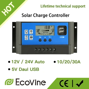 Solarpanel-Laderegler, 12 V, 24 V, MPPT, PWM, 10 A, 20 A, 30 A, Kfz-Batterieladegerät, Regler, USB-Ausgang, 5