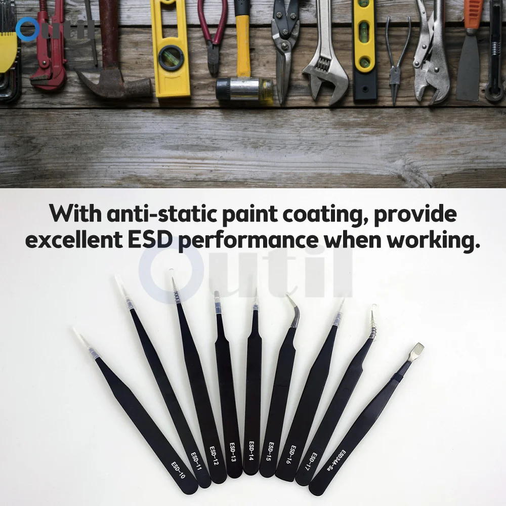 ESD Edelstahl Gerade Pinzette Set Anti-Statische Industrielle – Bild 6