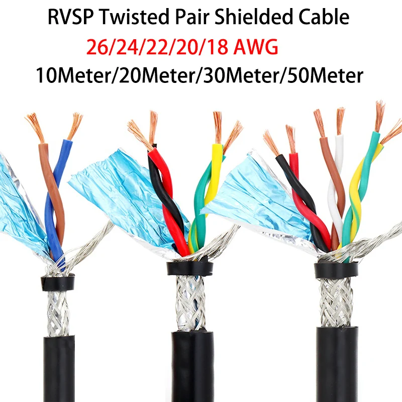RVSP 10 20 30 50 m Twisted Pair abgeschirmtes Kabel 26 24 22 20 18 AWG 2/4/6/8C